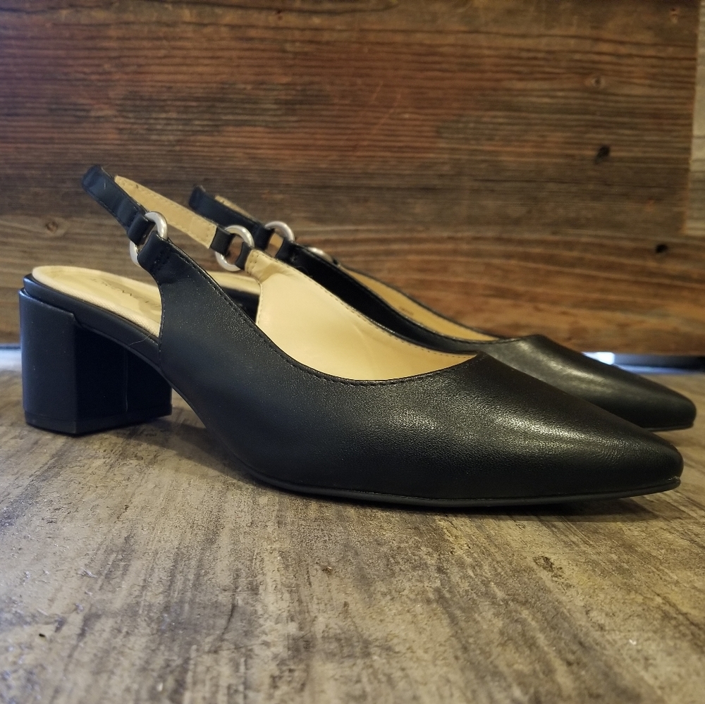 🖤 slingback low block heels